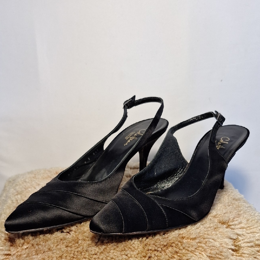 Cole Haan Black Satin Slingback Heels Women 9